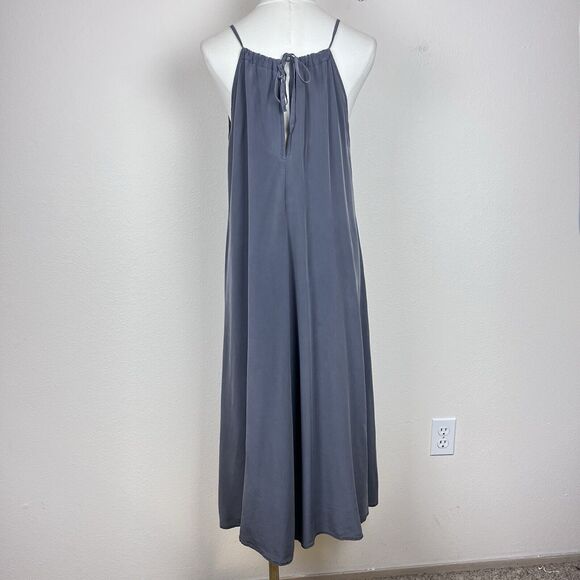 Lena Medoyeff Dress Womens Small Midi Slip Shift Silk Minimal Boho USA Made Gray - Picture 11 of 11